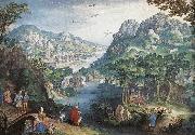 CONINXLOO, Gillis van Mountain Landscape with River Valley and the Prophet Hosea dsg oil painting